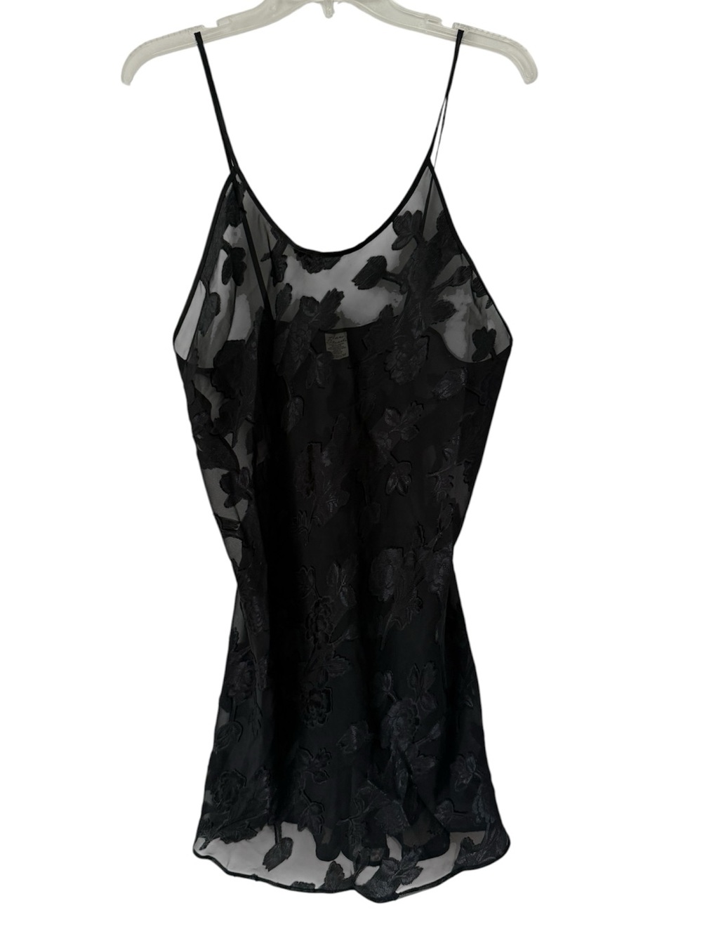 Anne Stewart Vintage Size Medium Slip Dress Flower Rose Pattern Black